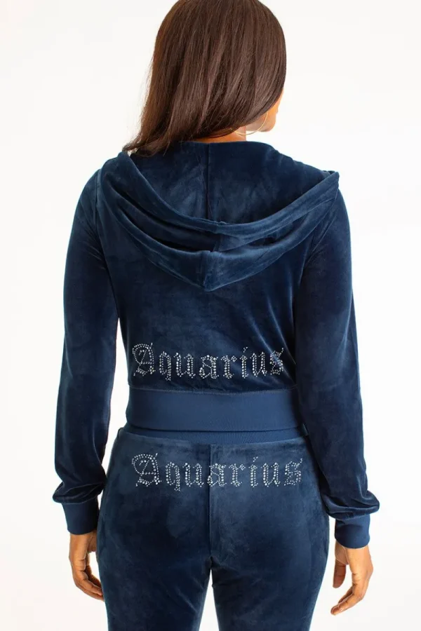 Kvinnor Juicy Couture Aquarius Big Bling Velour Hoodie