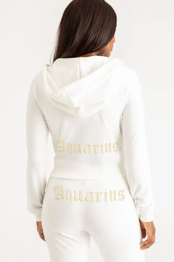 Kvinnor Juicy Couture Aquarius Big Bling Velour Hoodie