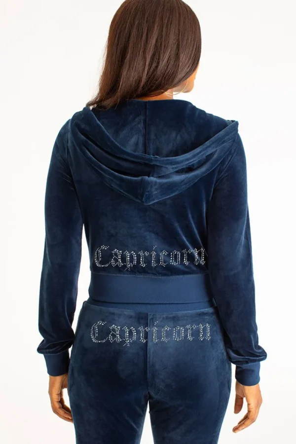 Kvinnor Juicy Couture Capricorn Big Bling Velour Hoodie