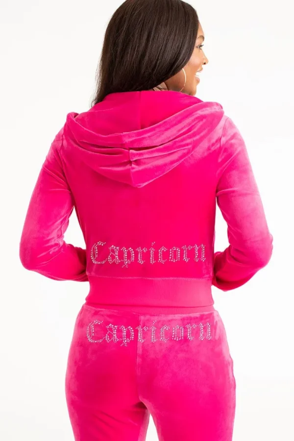 Kvinnor Juicy Couture Capricorn Big Bling Velour Hoodie