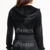 Kvinnor Juicy Couture Gemini Big Bling Velour Hoodie