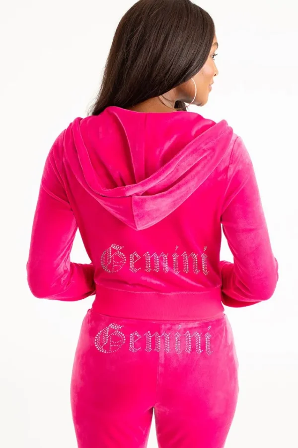 Kvinnor Juicy Couture Gemini Big Bling Velour Hoodie