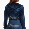 Kvinnor Juicy Couture Gemini Big Bling Velour Hoodie