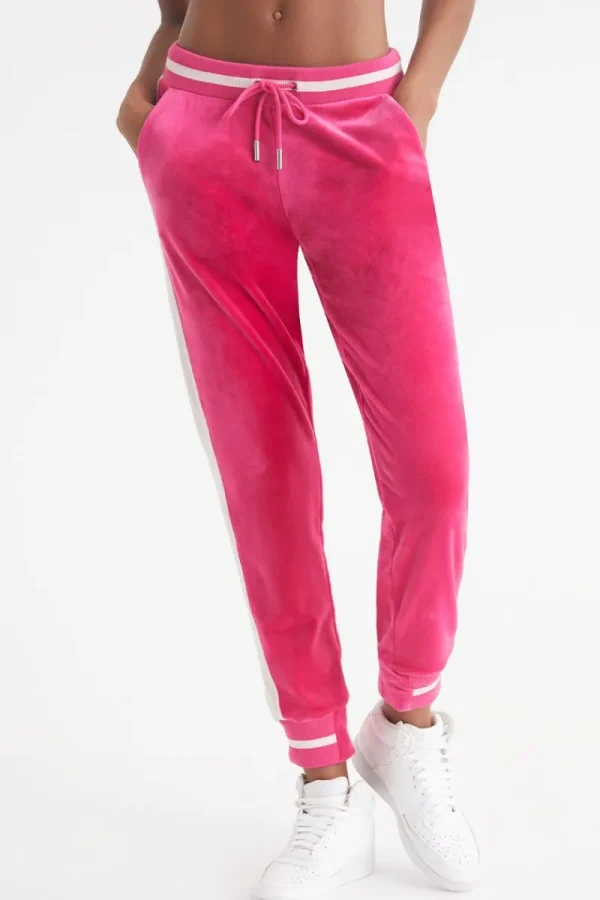 Kvinnor Juicy Couture Joggers I Kontrasterande Ribb I Velour