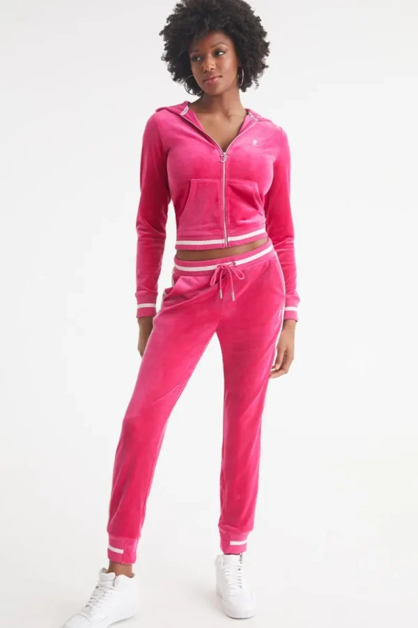 Kvinnor Juicy Couture Joggers I Kontrasterande Ribb I Velour