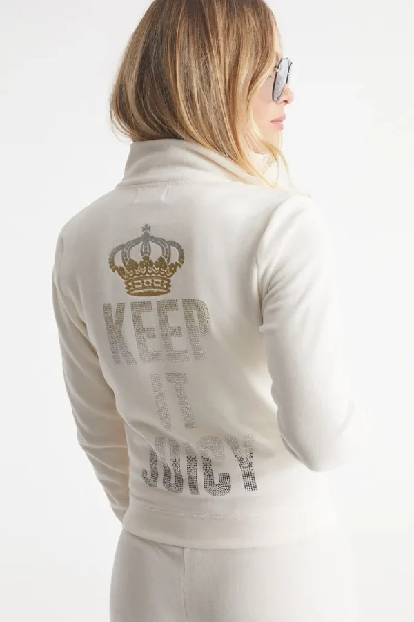 Kvinnor Juicy Couture Keep It Juicy Cotton Velour Mockneck Traningsjacka