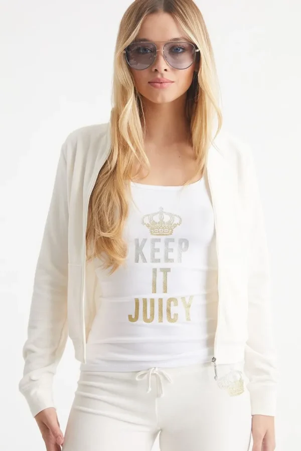 Kvinnor Juicy Couture Keep It Juicy Cotton Velour Mockneck Traningsjacka