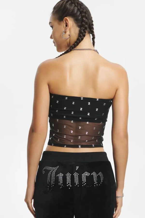 Kvinnor Juicy Couture Metallisk Monogram Mesh Tube Top