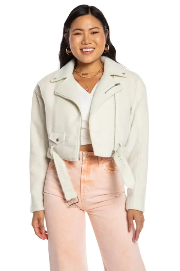 Kvinnor Juicy Couture Mohair Cropped Moto Jacket