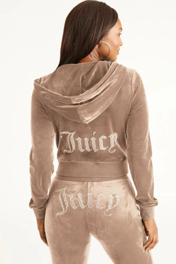 Kvinnor Juicy Couture Og Big Bling Velour Hoodie