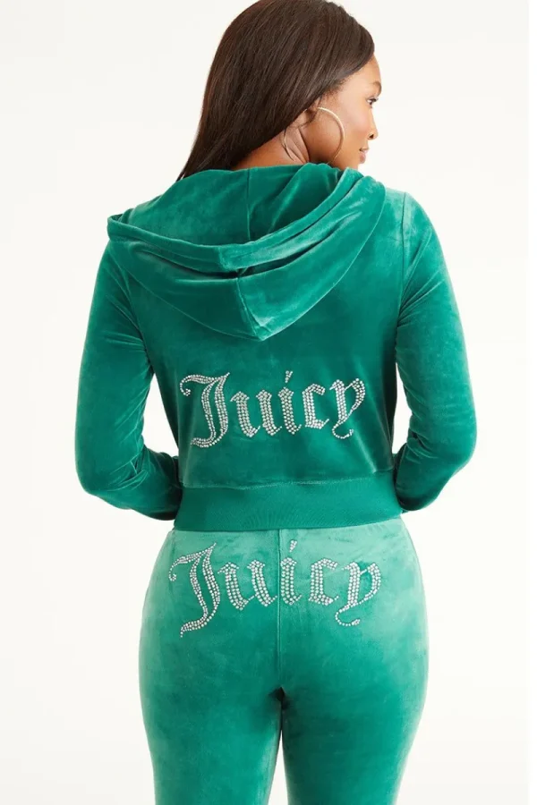 Kvinnor Juicy Couture Og Big Bling Velour Hoodie