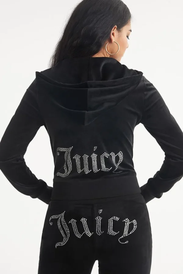 Kvinnor Juicy Couture Og Big Bling Velour Hoodie