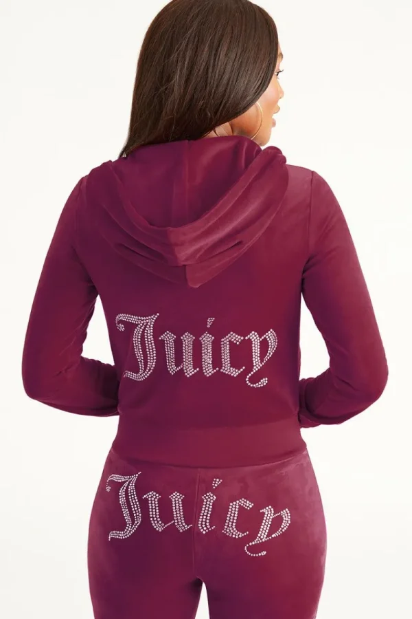 Kvinnor Juicy Couture Og Big Bling Velour Hoodie