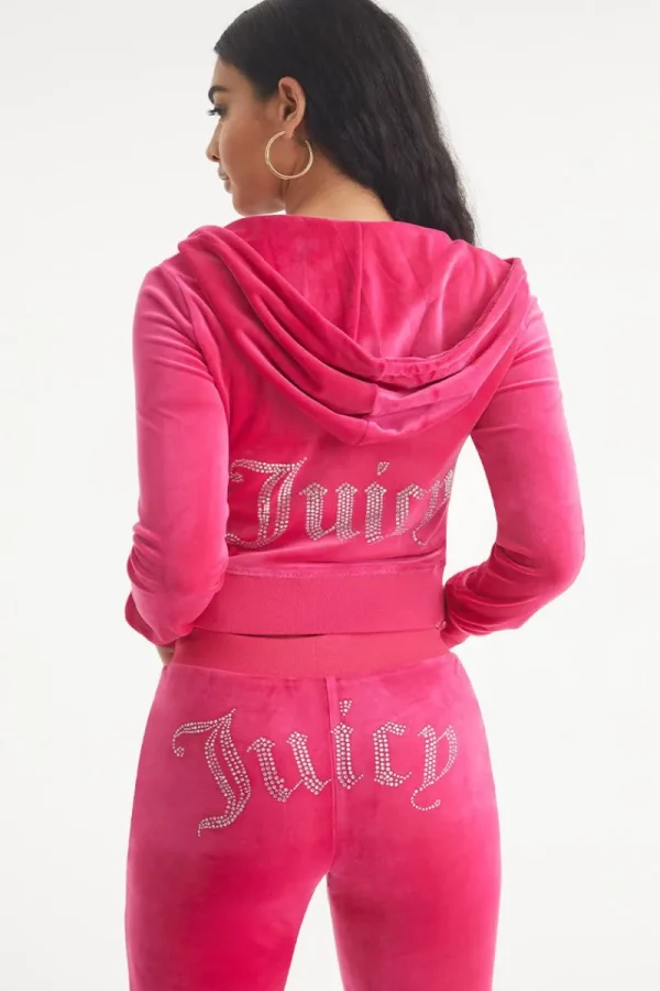 Kvinnor Juicy Couture Og Big Bling Velour Hoodie