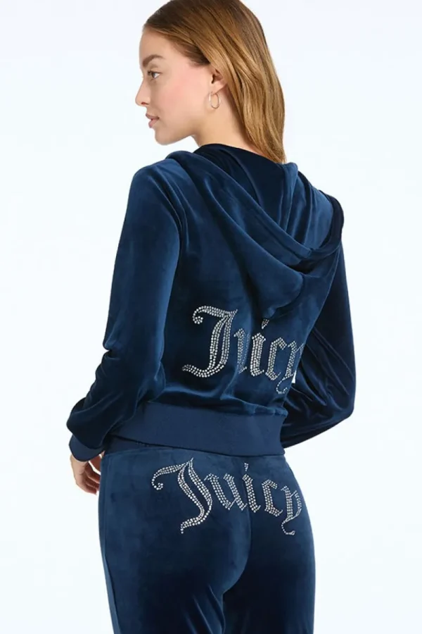 Kvinnor Juicy Couture Og Big Bling Velour Hoodie