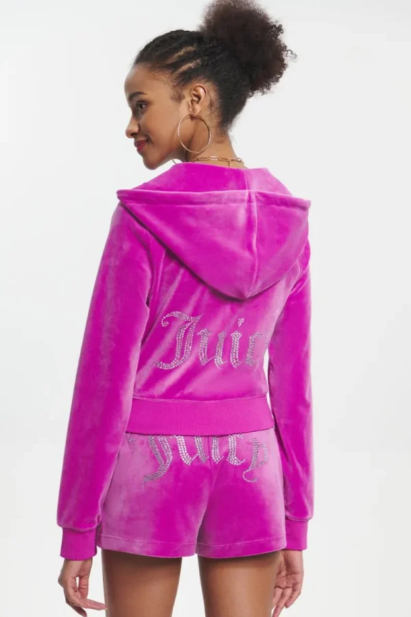 Kvinnor Juicy Couture Og Big Bling Velour Hoodie