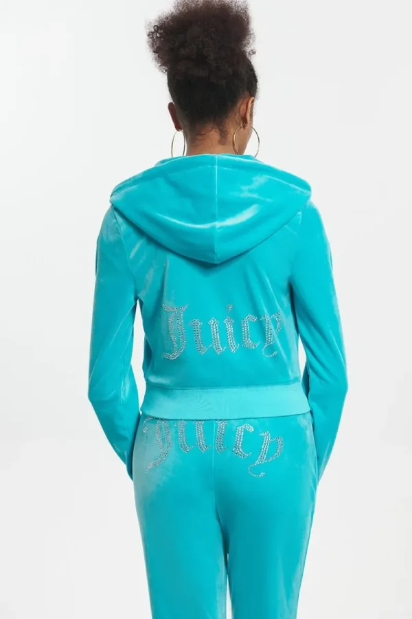 Kvinnor Juicy Couture Og Big Bling Velour Hoodie