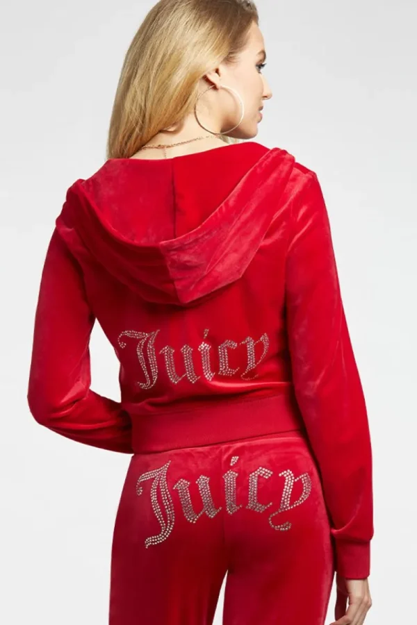 Kvinnor Juicy Couture Og Big Bling Velour Hoodie