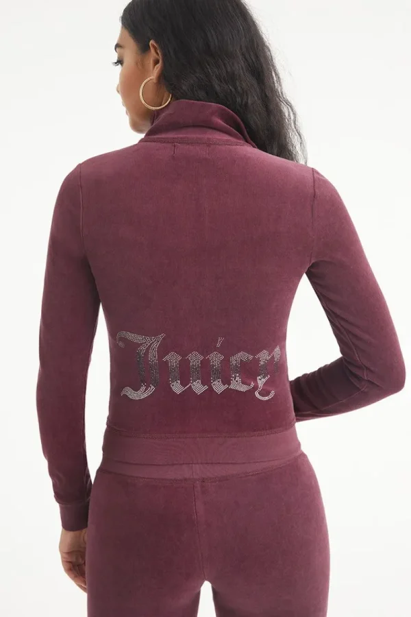 Kvinnor Juicy Couture Ombre Bling Cotton Velour Mockneck Traningsjacka