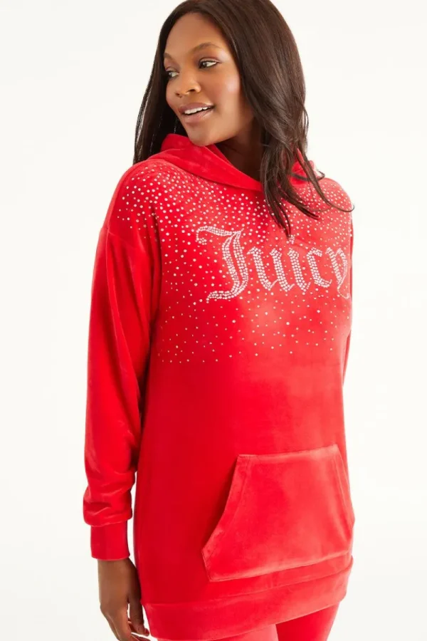 Kvinnor Juicy Couture Oversized Big Bling Hoodie Med Strass