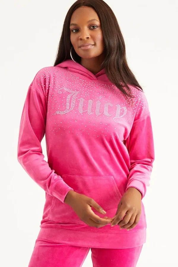 Kvinnor Juicy Couture Oversized Big Bling Hoodie Med Strass