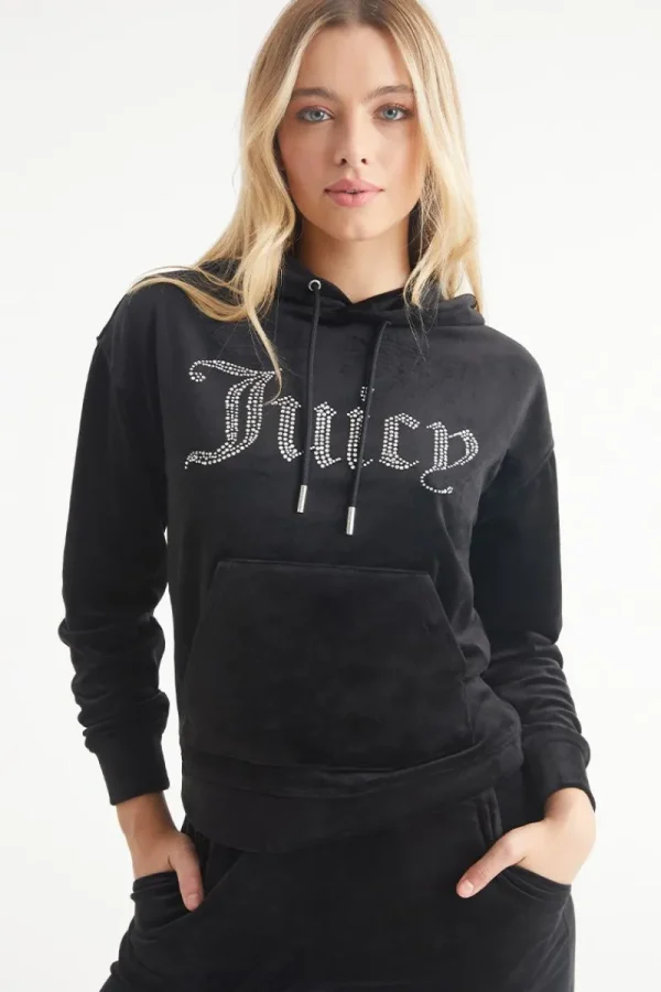 Kvinnor Juicy Couture Oversized Big Bling Velour Hoodie