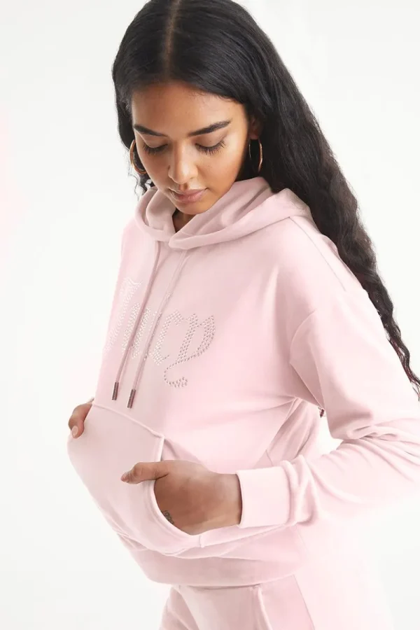 Kvinnor Juicy Couture Oversized Big Bling Velour Hoodie