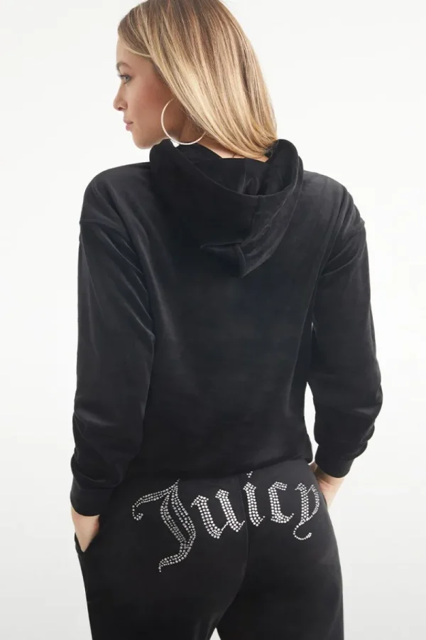 Kvinnor Juicy Couture Oversized Big Bling Velour Hoodie