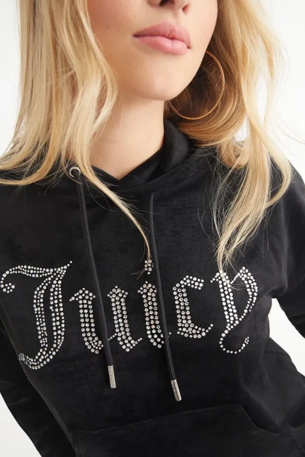 Kvinnor Juicy Couture Oversized Big Bling Velour Hoodie