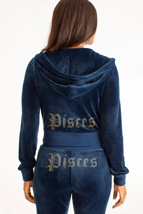 Kvinnor Juicy Couture Pisces Big Bling Velour Hoodie