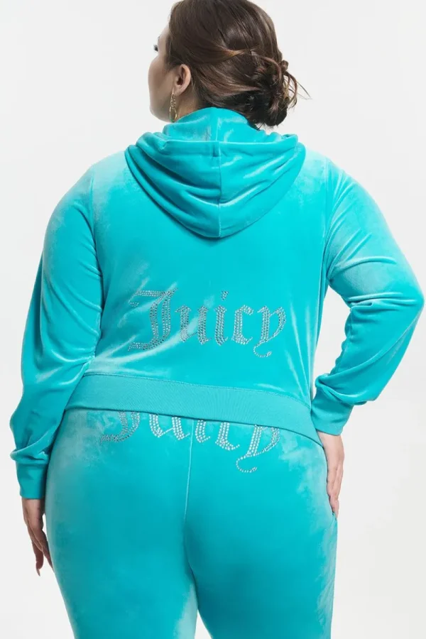 Kvinnor Juicy Couture Plus-Size Og Big Bling Velour Hoodie