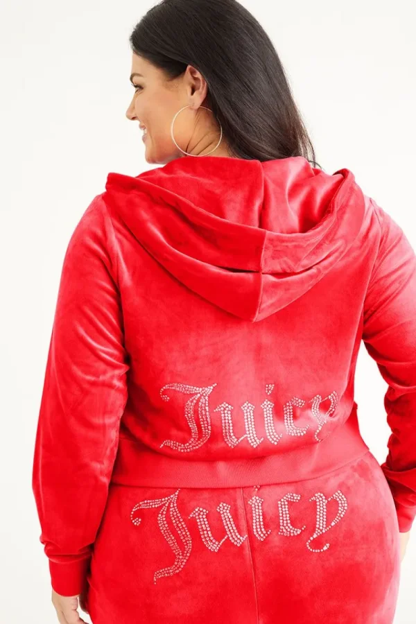 Kvinnor Juicy Couture Plus-Size Og Big Bling Velour Hoodie