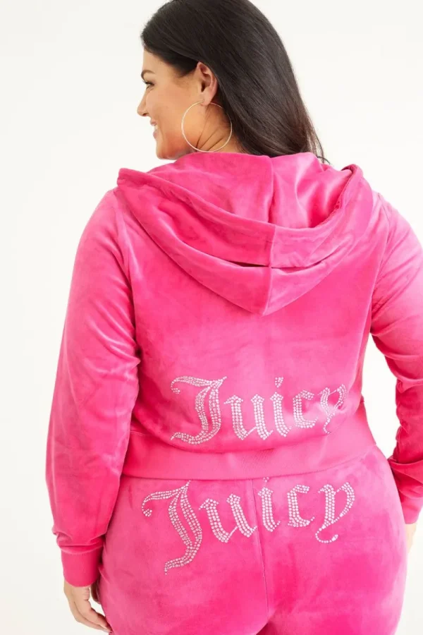 Kvinnor Juicy Couture Plus-Size Og Big Bling Velour Hoodie