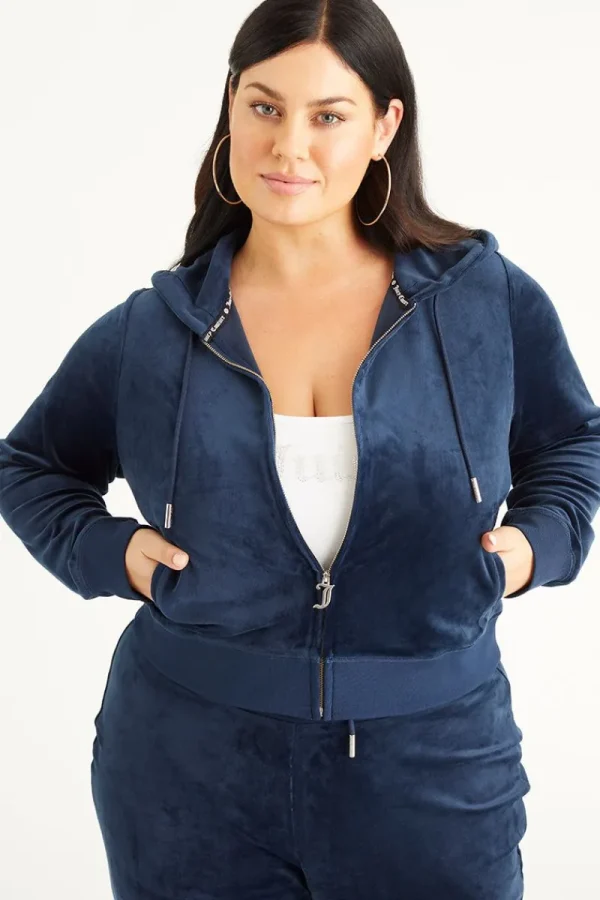 Kvinnor Juicy Couture Plus-Size Og Big Bling Velour Hoodie