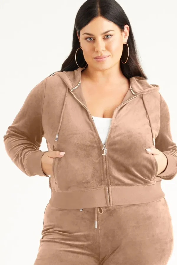 Kvinnor Juicy Couture Plus-Size Og Big Bling Velour Hoodie