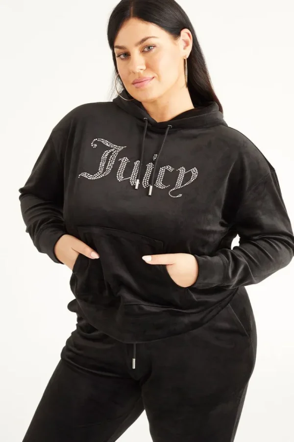 Kvinnor Juicy Couture Plus-Size Oversized Bling Big Velour Hoodie