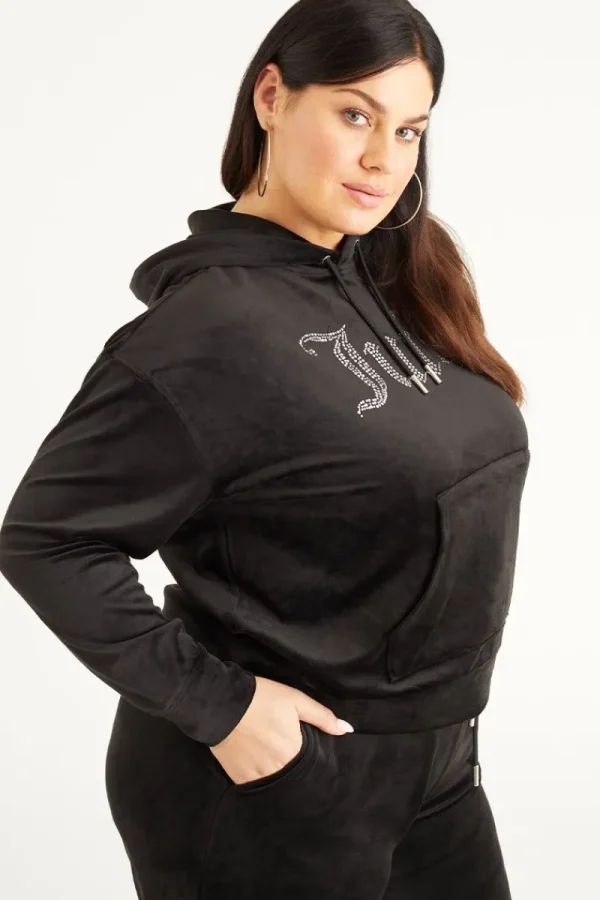 Kvinnor Juicy Couture Plus-Size Oversized Bling Big Velour Hoodie