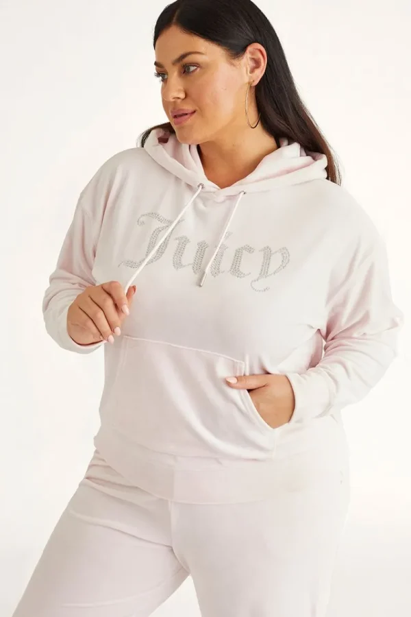 Kvinnor Juicy Couture Plus-Size Oversized Bling Big Velour Hoodie