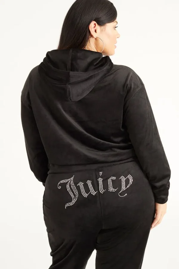 Kvinnor Juicy Couture Plus-Size Oversized Bling Big Velour Hoodie