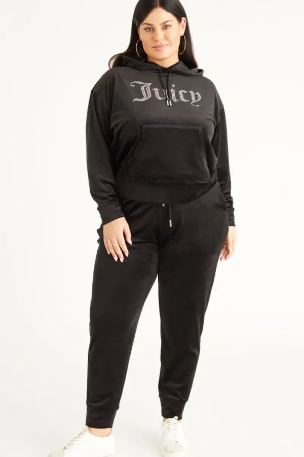 Kvinnor Juicy Couture Plus-Size Oversized Bling Big Velour Hoodie