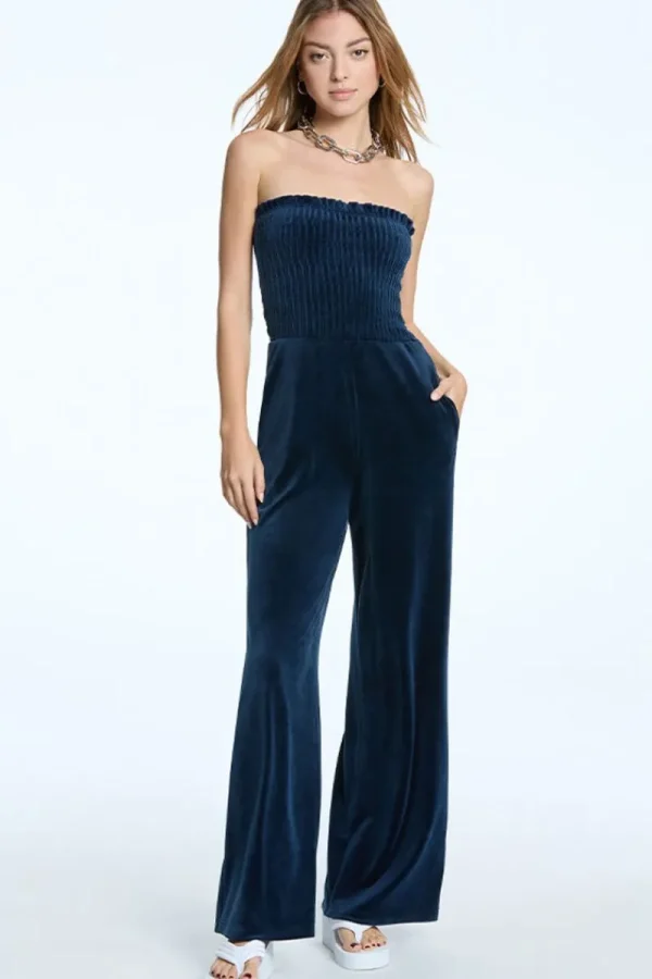 Kvinnor Juicy Couture Smockad Velour Jumpsuit