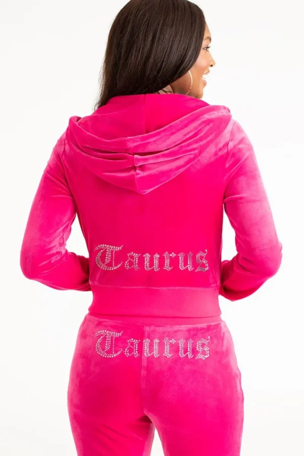 Kvinnor Juicy Couture Taurus Big Bling Velour Hoodie