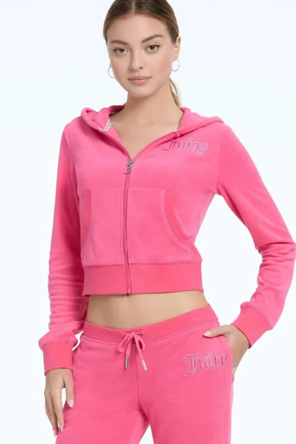 Kvinnor Juicy Couture Tonal Towel Terry Zip-Up Hoodie