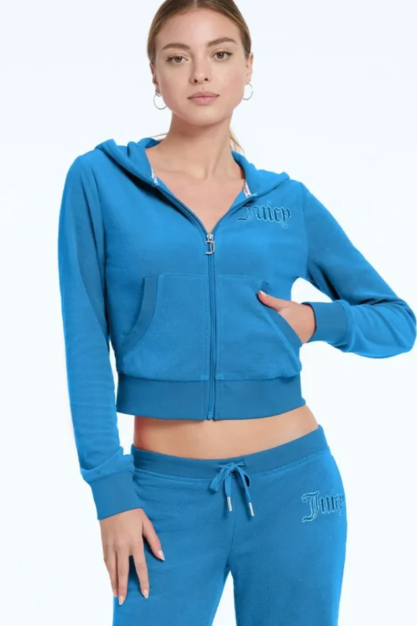 Kvinnor Juicy Couture Tonal Towel Terry Zip-Up Hoodie