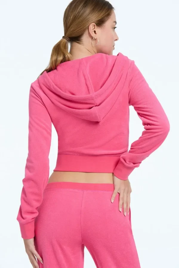 Kvinnor Juicy Couture Tonal Towel Terry Zip-Up Hoodie