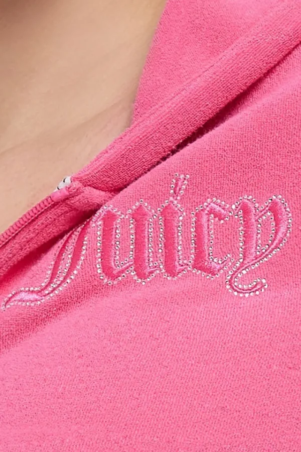 Kvinnor Juicy Couture Tonal Towel Terry Zip-Up Hoodie