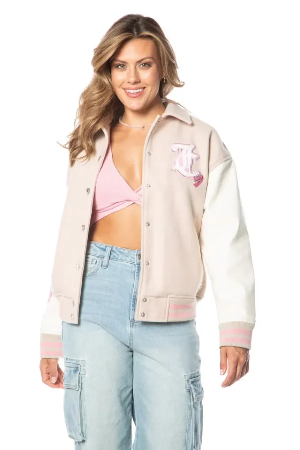 Kvinnor Juicy Couture Varsity-Jacka Med Konvertibla Krage